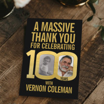 Simple 100th birthday photo black and gold 