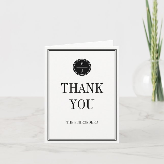 Cartão De Agradecimento Simple and Elegant Wedding Thank You Card (Frente)