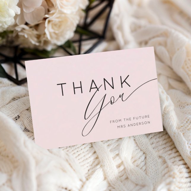 Cartão De Agradecimento Simple Blush Pink Thank You Bridal Shower  (Criador carregado)