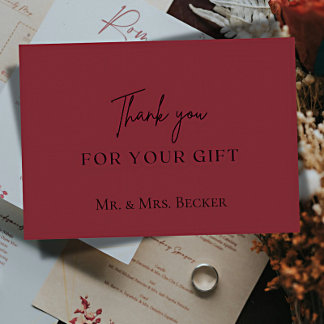 Cartão De Agradecimento Simple classic Burgundy wedding thank you cards