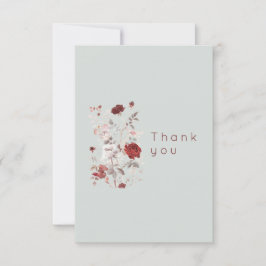 Cartão De Agradecimento Simple Dove Grey Watercolor Floral 