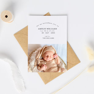 Cartão De Agradecimento Simple Elegant 2 Photos New Baby Announcement