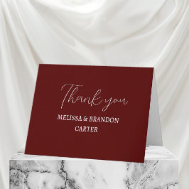 Cartão De Agradecimento Simple Elegant Burgundy Modern Wedding Thank you 