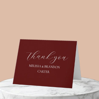 Cartão De Agradecimento Simple Elegant Burgundy Modern Wedding Thank you 