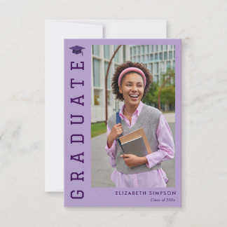 Cartão De Agradecimento simple elegant purple graduation announcement