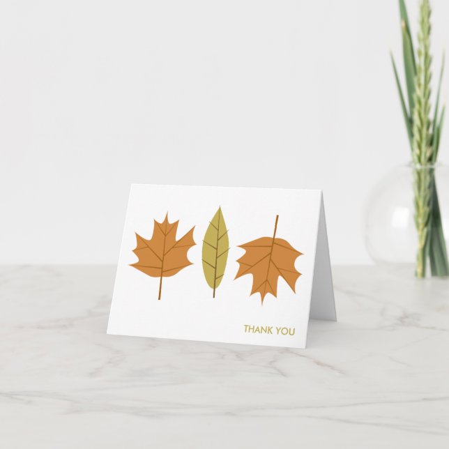 Cartão De Agradecimento Simple Fall Leaves Thank You Note Cards (Frente)