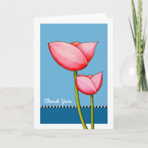Cartão De Agradecimento Simple Flowers blue Thank You Card