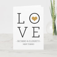 Simple Gold Love Thank You Cards