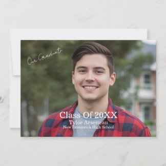 Cartão De Agradecimento Simple Grad Party Photo Calligraphy Personalize