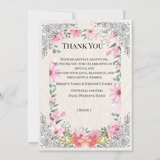 Cartão De Agradecimento Simple Indian Wedding Thank You Card | Elegant  (Frente)