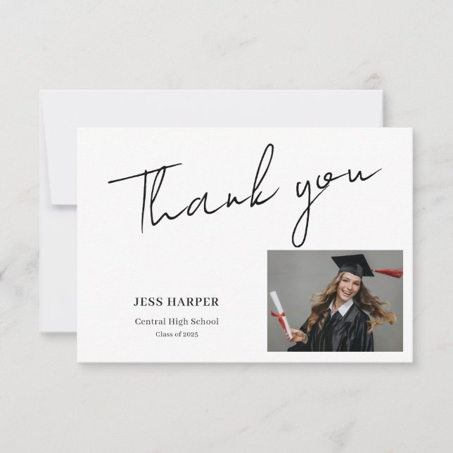 Cartão De Agradecimento Simple Minimal Graduation Flat Thank You Card (Frente)