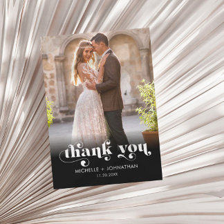 Cartão De Agradecimento Simple Modern Minimalist Photo Wedding 