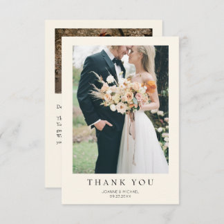 Cartão De Agradecimento Simple Modern Photo Wedding