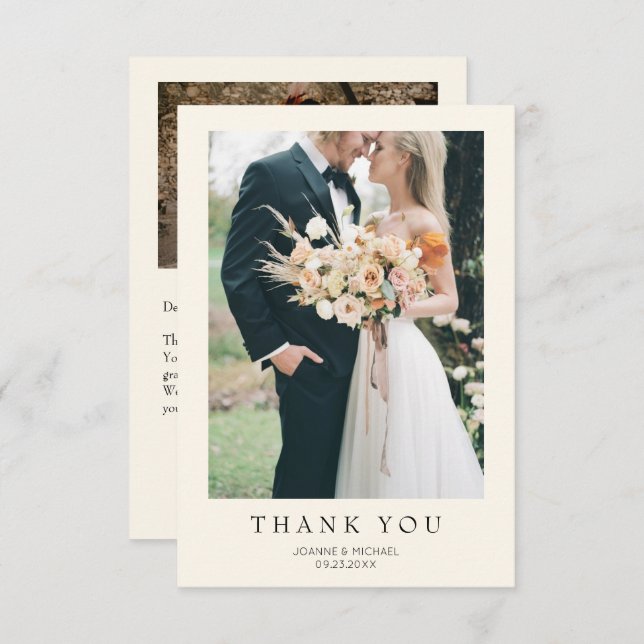 Cartão De Agradecimento Simple Modern Photo Wedding (Frente/Verso)