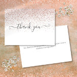 Cartão De Agradecimento Simple Modern Rose Gold Glitter Script<br><div class="desc">Simple modern rose gold glitter script thank you card. You can personalize with your own thank you message on the reverse or if you would prefer to add your own handwritten message simply delete the text. A perfect way to say thank you! Designed by Thisisnotme©</div>