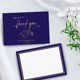 Cartão De Agradecimento Simple Modern Script Graduation Thank You Card