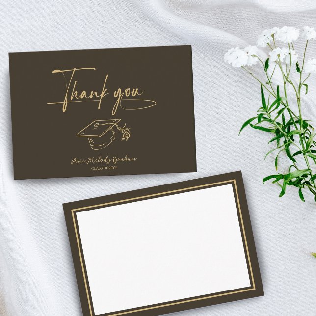 Cartão De Agradecimento Simple Modern Script Graduation Thank You Card (Criador carregado)