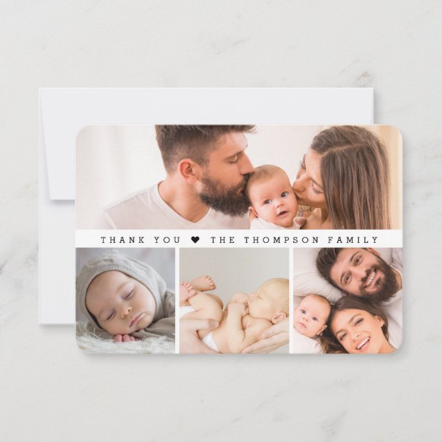 Cartão De Agradecimento Simple Multi Photos Baby Shower small note (Frente)