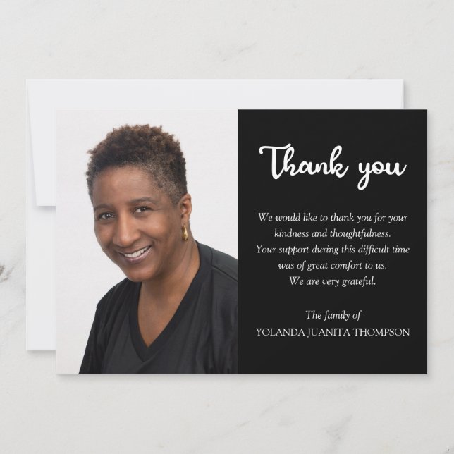 Cartão De Agradecimento Simple Photo Bereavement Simpatia Funeral Memorial (Frente)