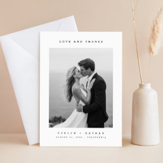 Cartão De Agradecimento Simple Photo Budget Wedding Thank You Card W Note