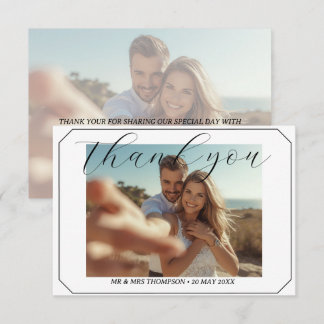 Cartão De Agradecimento Simple Photo Wedding Thank you Card Modern Couple 