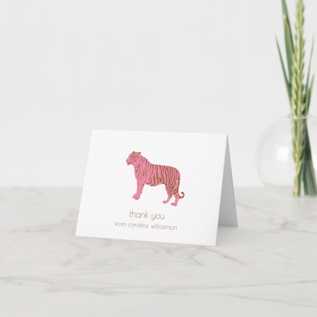 Cartão De Agradecimento Simple Pink Tiger Art Personalized Stationery (Frente)