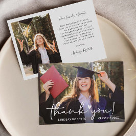 Cartão De Agradecimento Simple Script Love Heart Graduation Photo