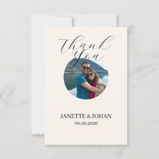 Cartão De Agradecimento Simple Script Modern Wedding Photo Thank You Card