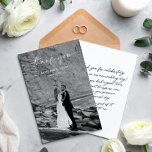 Simple Script Modern Wedding Photo Thank You Card