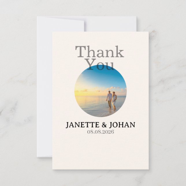 Cartão De Agradecimento Simple Script Modern Wedding Photo Thank You Card (Frente)