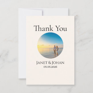 Cartão De Agradecimento Simple Script Modern Wedding Photo Thank You Card