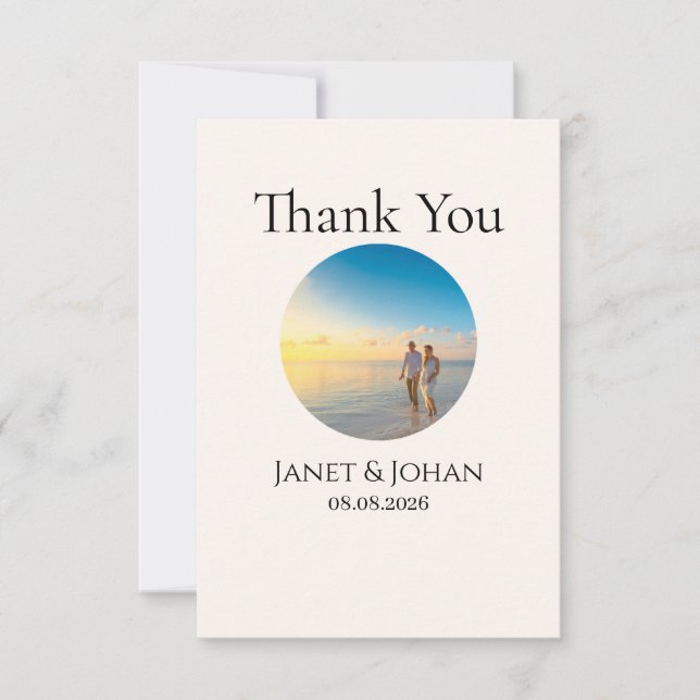 Cartão De Agradecimento Simple Script Modern Wedding Photo Thank You Card (Frente)