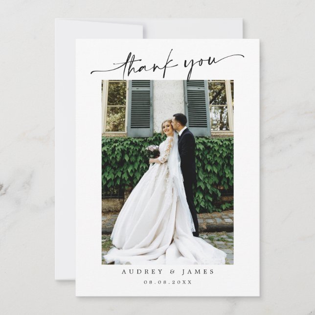 Cartão De Agradecimento Simple Wedding Thank You Message (Frente)