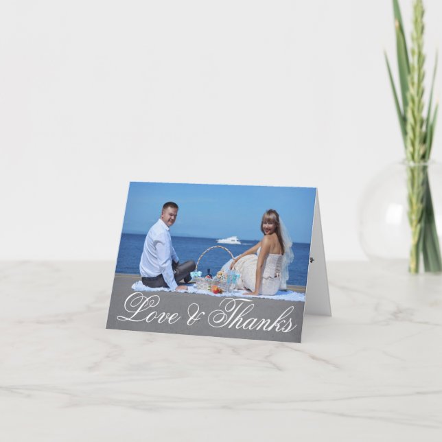 Cartão De Agradecimento Simple Wedding Thank You | Photo Note Card (Frente)