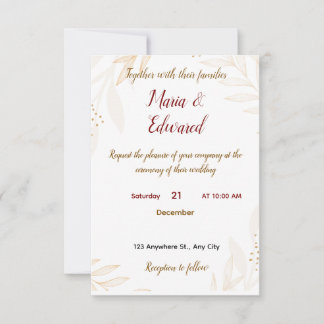 Cartão De Agradecimento Simple Weeding Invitation