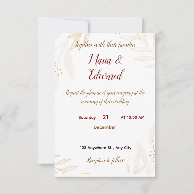 Cartão De Agradecimento Simple Weeding Invitation (Frente)