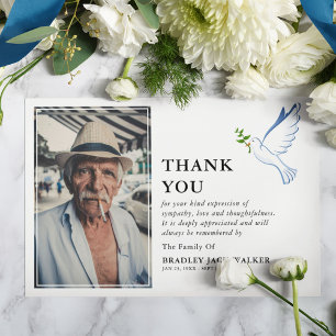 Cartão De Agradecimento Simple White Dove Photo Funeral Sympathy