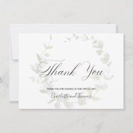 Cartão De Agradecimento Simple Wreath Greenere Casamento Obrigado