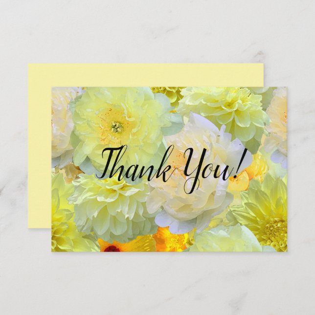 Cartão De Agradecimento Simple Yellow Floral Thank You (Frente/Verso)
