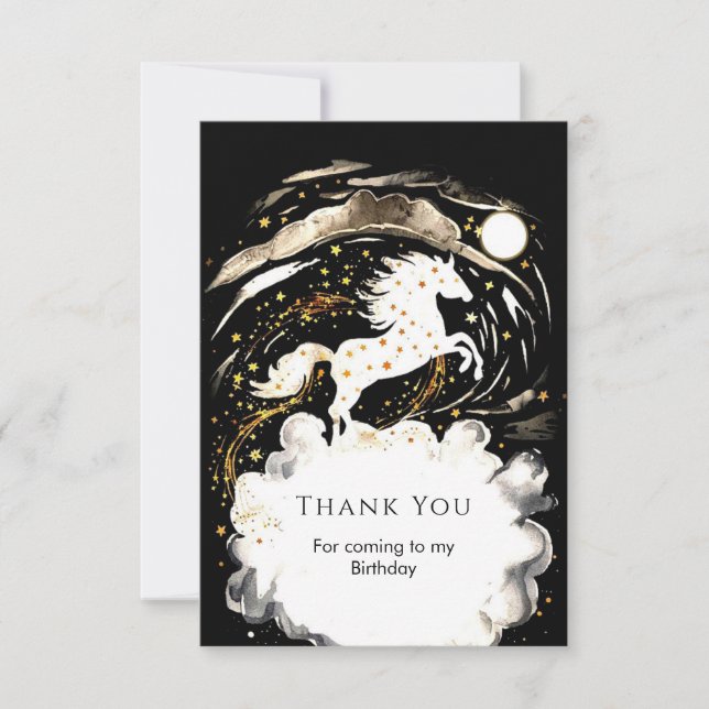 Cartão De Agradecimento Simples Aniversário de Cavalo Boho (Frente)