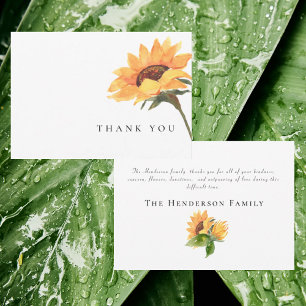 Cartão De Agradecimento Simples Aquarela Funeral De Girassol