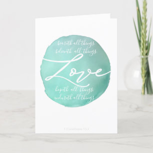 Cartão De Agradecimento Simples aquarela LOVE casamento religioso