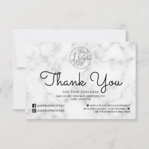 Cartão De Agradecimento Simples Black Marble Customer Obrigado