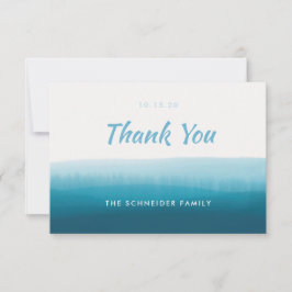 Cartão De Agradecimento Simples Blue Ombre Flat