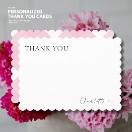 Cartão De Agradecimento Simples Blush Gingham Flat Obrigado Minimalista