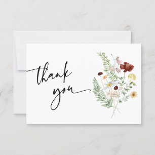 Cartão de Agradecimento Simples Boho Cute Flores S