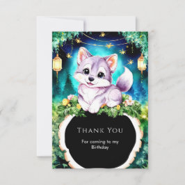 Cartão De Agradecimento Simples Boho Encantador Aniversário de Lobo