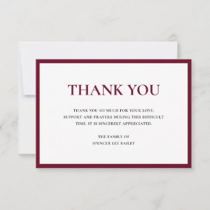 Cartão De Agradecimento Simples Burgundy Simpatia Tradicional Funeral