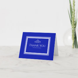 Cartão De Agradecimento Simples casamento azul minimalista