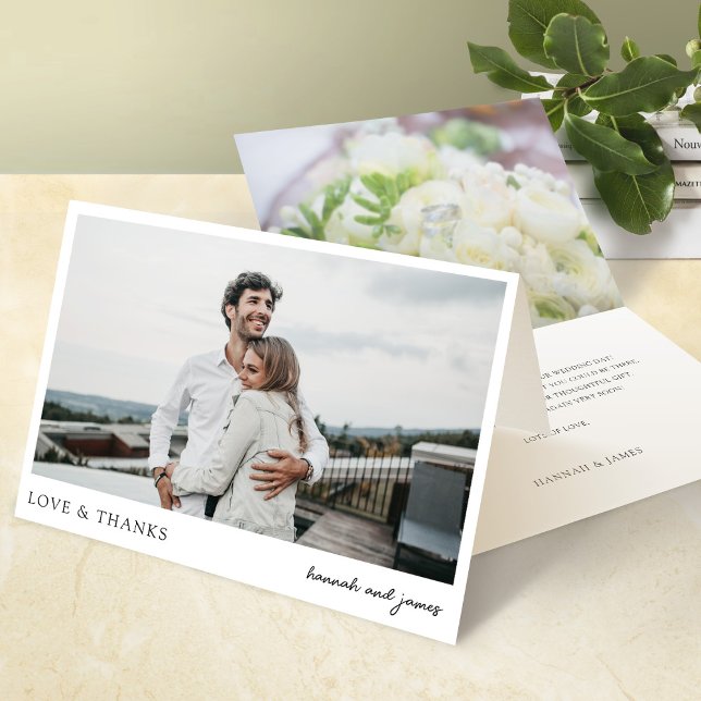 Cartão De Agradecimento Simples casamento de fotos e Obrigados modernos (Criador carregado)